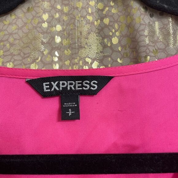 Express bright neon pink satiny blouse, size S - Picture 4 of 7